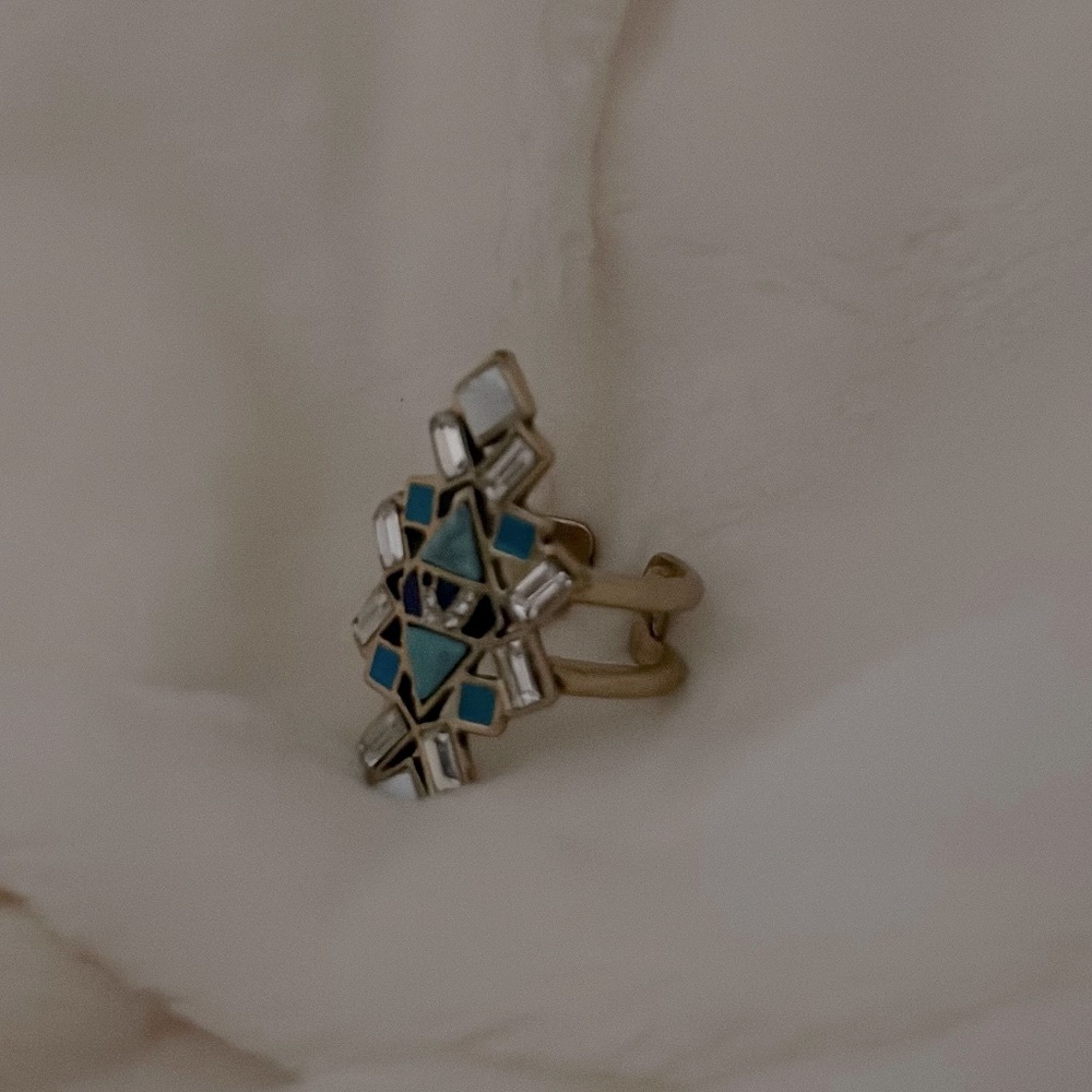 Triangle turquoise adjustable ring